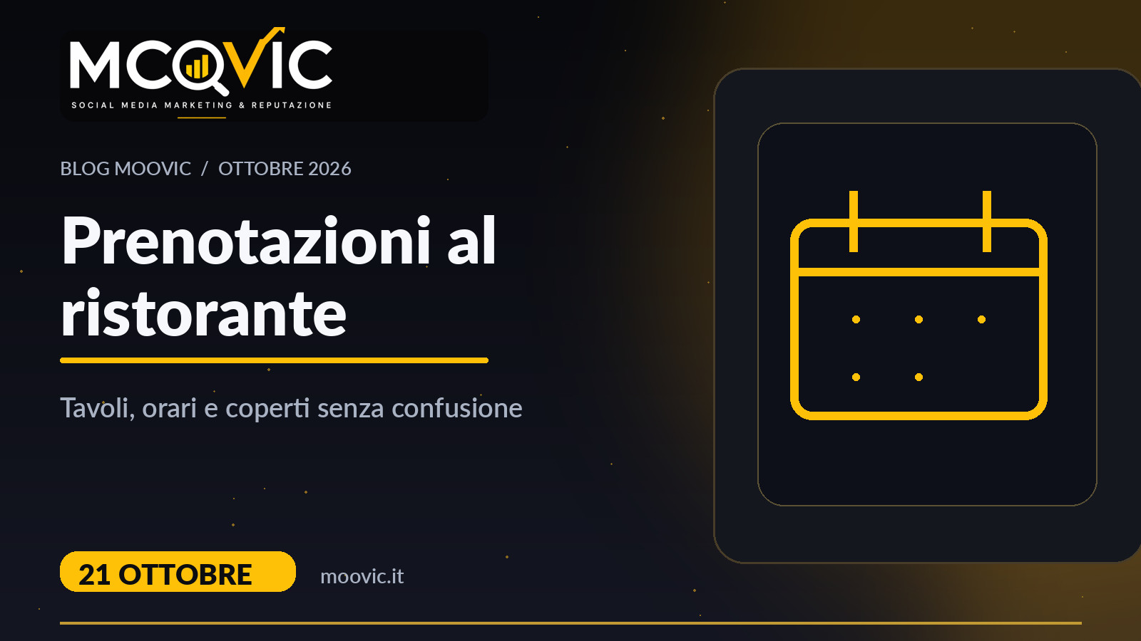 Prenotazioni al ristorante: tavoli, orari e coperti senza confusione, copertina Moovic